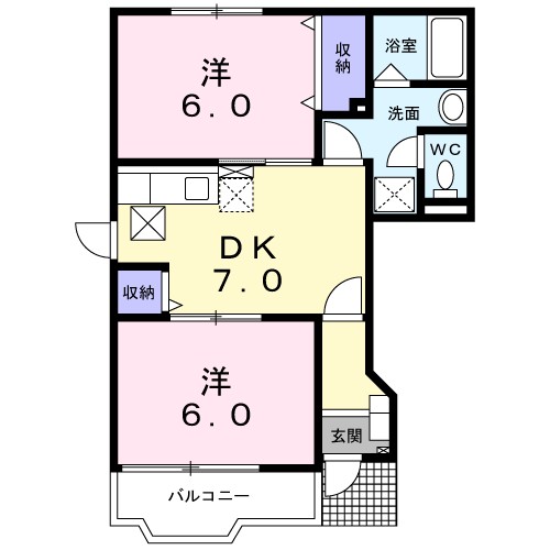 リヴァービサイド 101号室 間取り