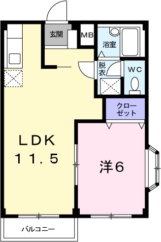 フランボワーズＨ 201号室 間取り