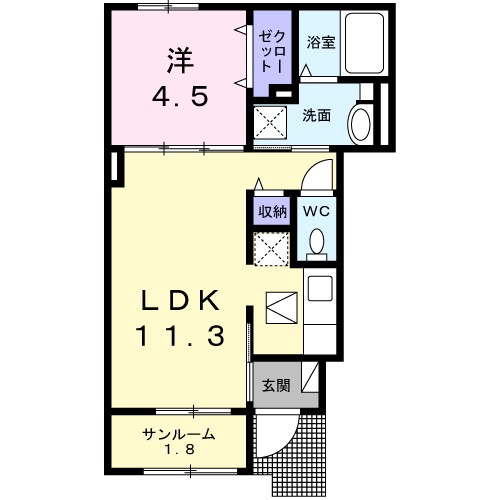 ベルアムールＢ 102号室 間取り