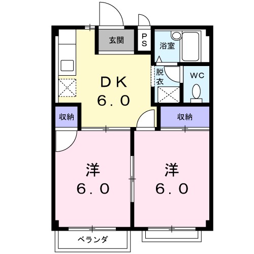 ベルフローラ 202号室 間取り