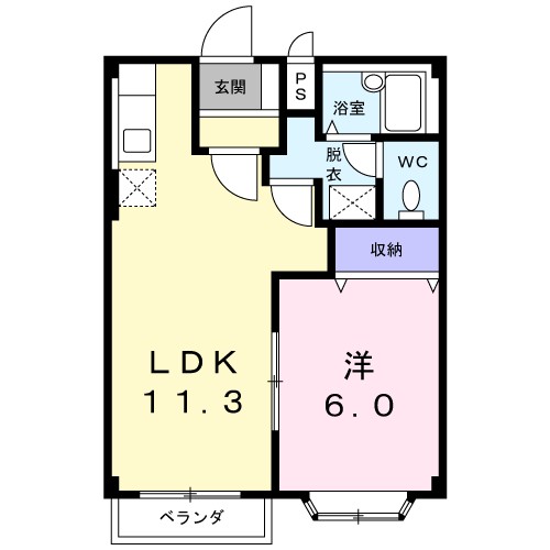 メゾンクレール 202号室 間取り