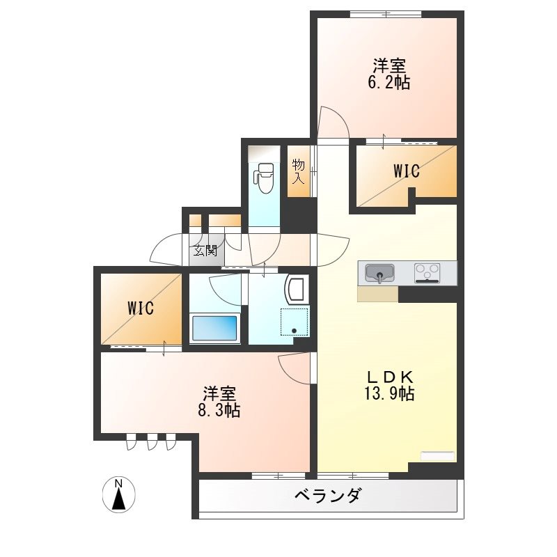 グランカストラ 201号室 間取り