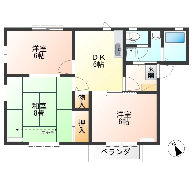 グリムハウスB棟 102号室 間取り