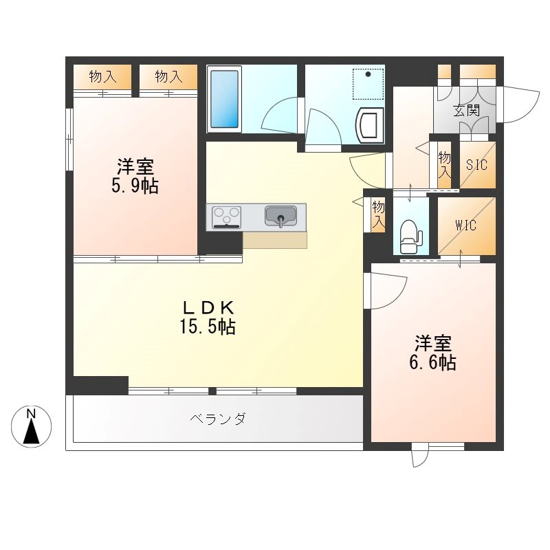 グランカストラ 202号室 間取り