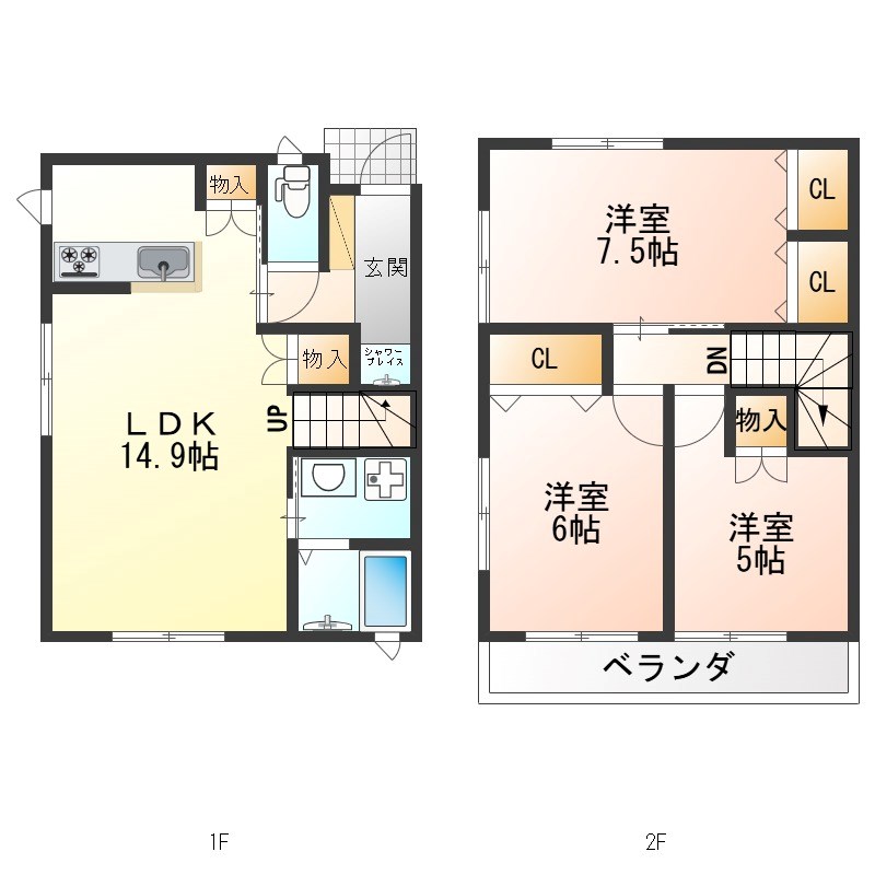 平松町メゾネットⅡ 西号室 間取り