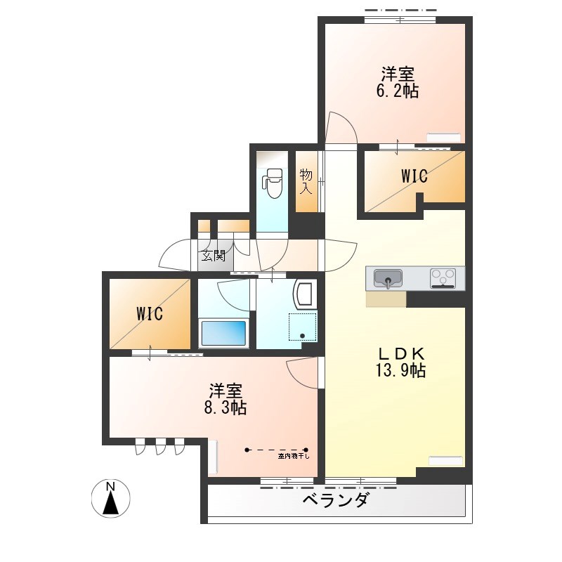 グランカストラ 201号室 間取り