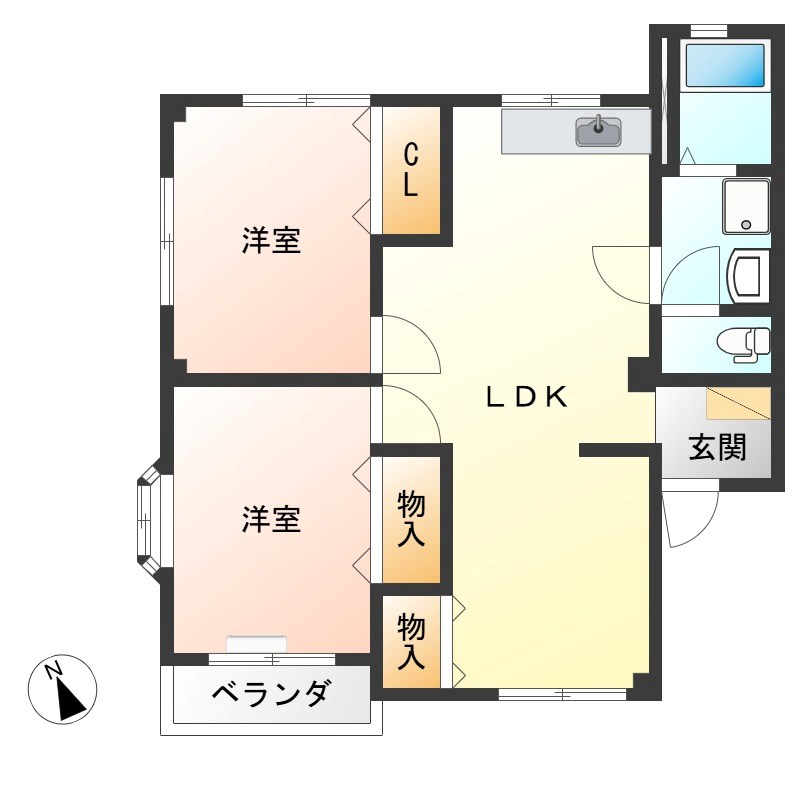 椿マンション 102号室 間取り