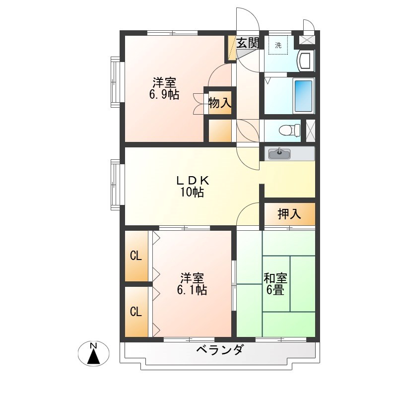 ユーミー城南Ⅱ 203号室 間取り