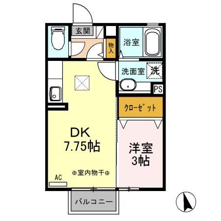 シンシア城東 102号室 間取り