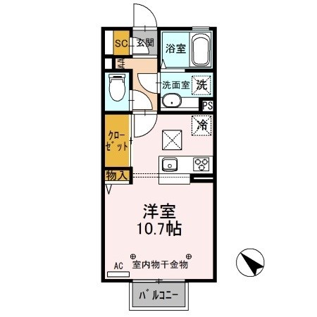 D-room思川ジョーヌ　Ⅰ 106号室 間取り