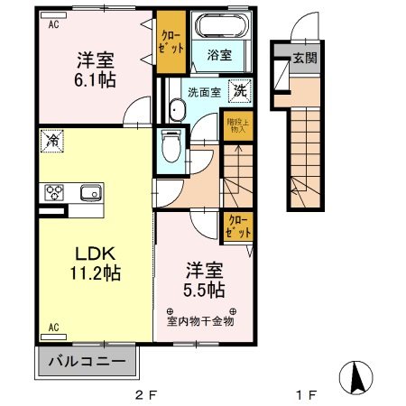 コートヤードB 202号室 間取り