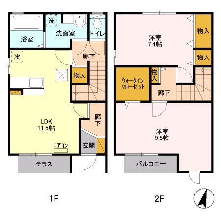 シャテーニュ　Ｄ 102号室 間取り