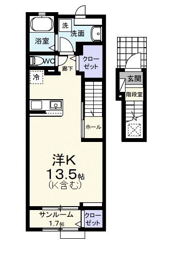 清原台３丁目アパートＢ 203号室 間取り