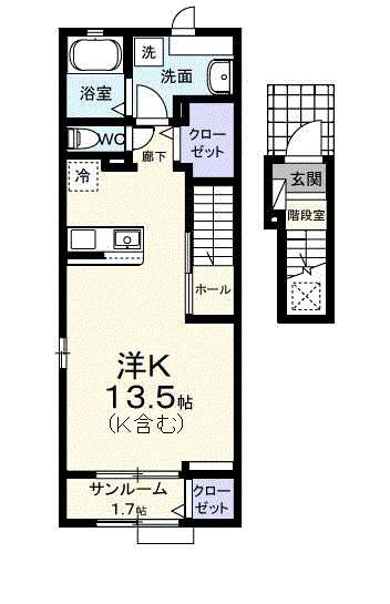 清原台３丁目アパートＢ 205号室 間取り