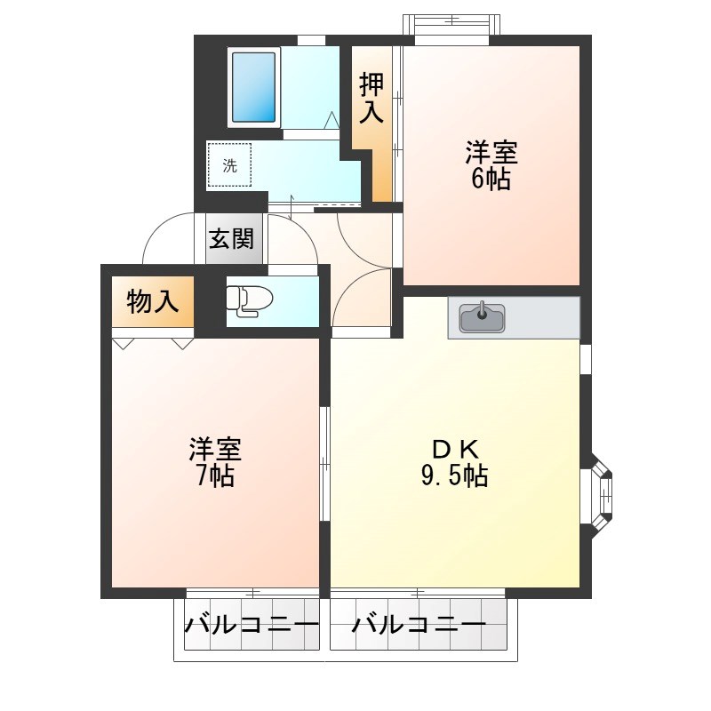 小山サングレイスA棟 101号室 間取り