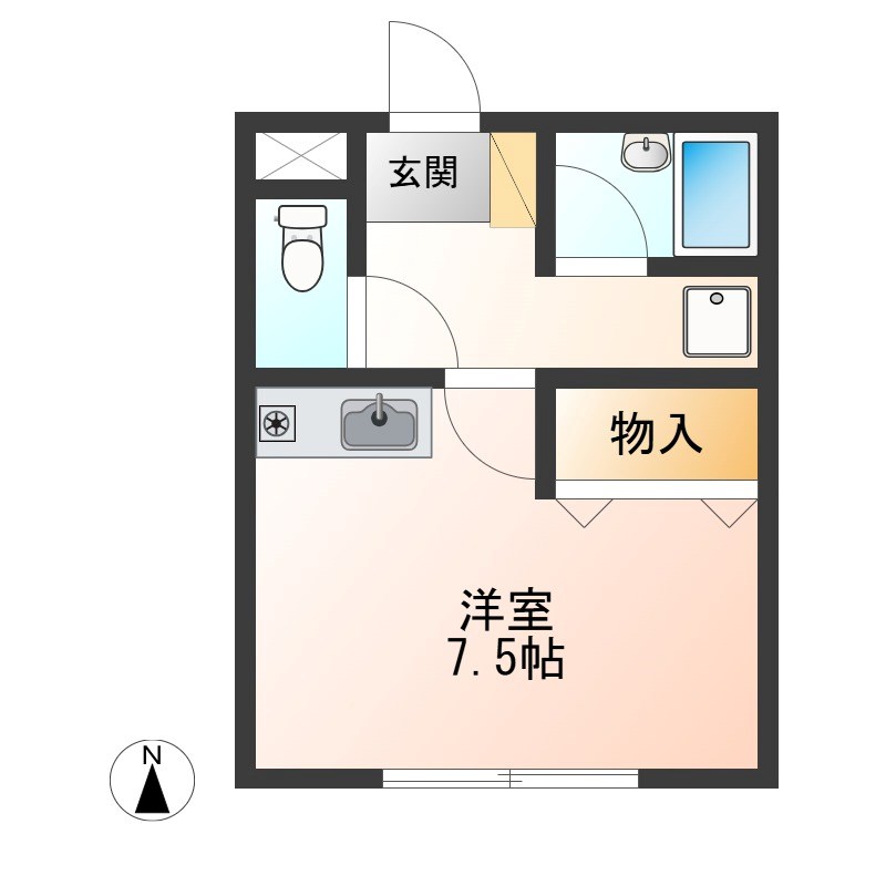 Kシティハイツ 102号室 間取り