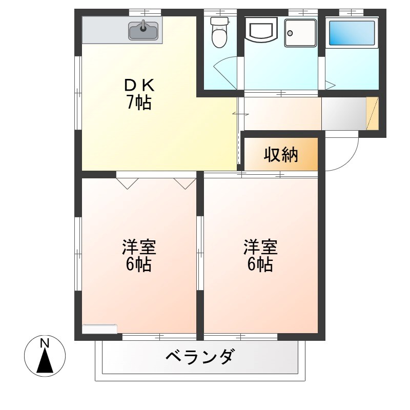 ハマノハイツ　B 101号室 間取り