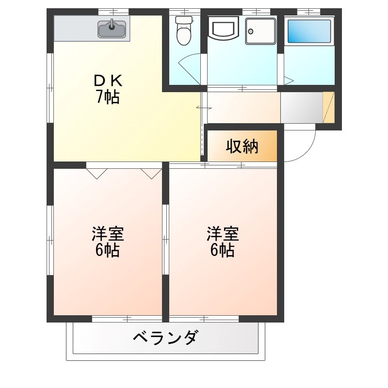 ハマノハイツ　B 101号室 間取り