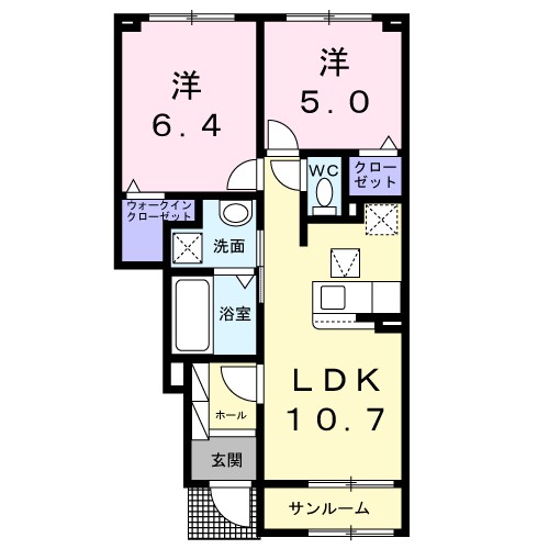 壬生町大師町アパート 103号室 間取り