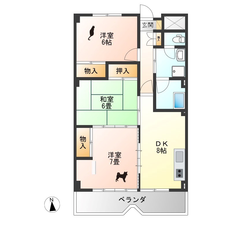 グリーンビレッジやなぜ 605号室 間取り