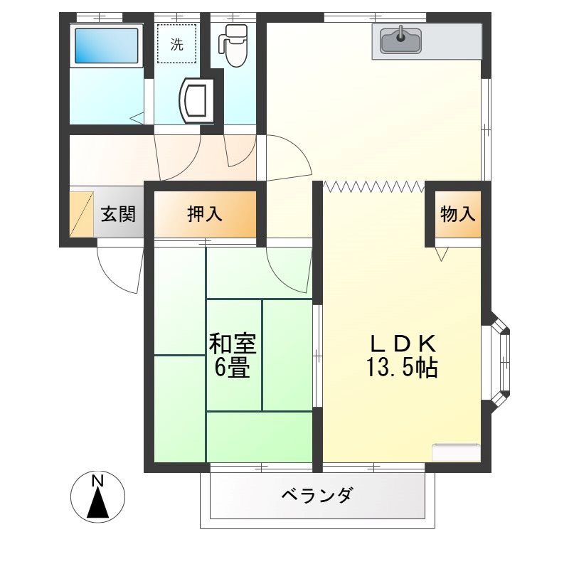 プリムローズ岩渕 201号室 間取り