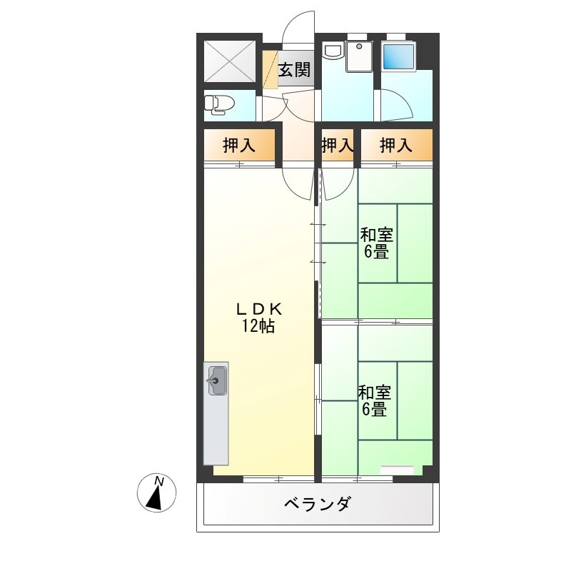 クランブレ西川田 304号室 間取り
