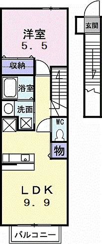 メゾンベルかたくり 203号室 間取り