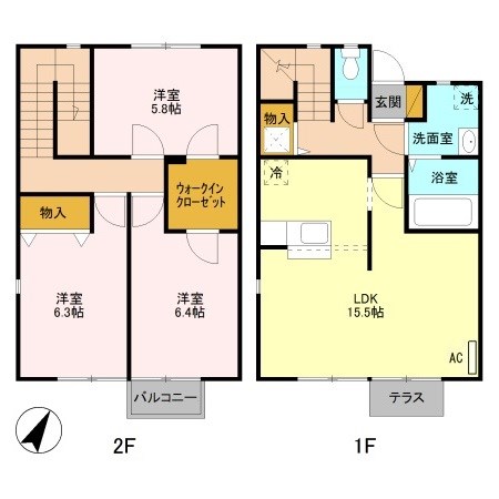 リースランドテクノ　C 102号室 間取り