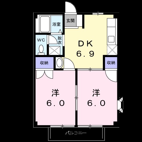 プロムナード城北 201号室 間取り