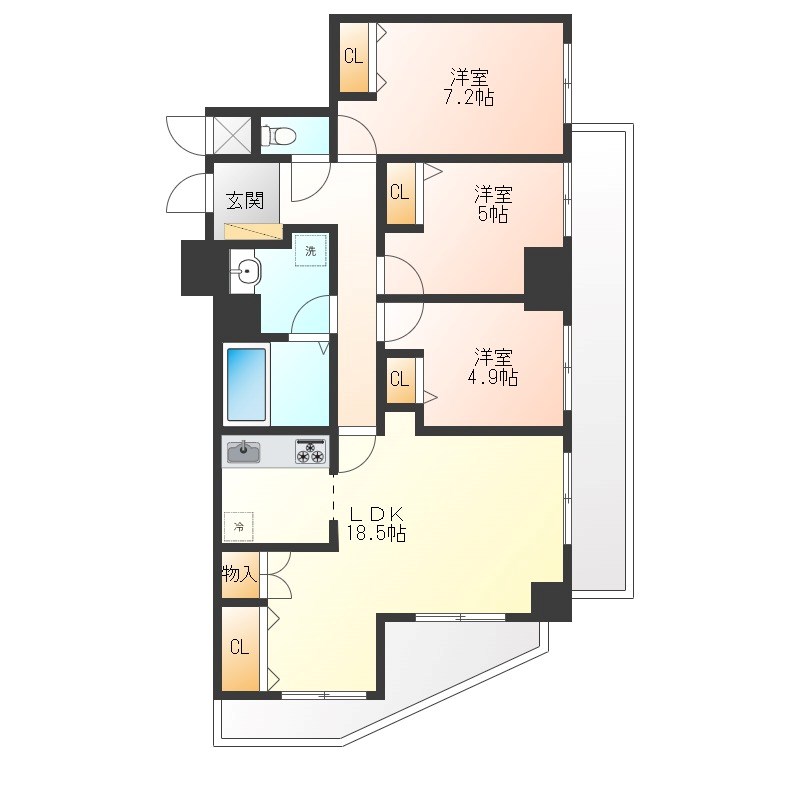 ナイス・ステージ・宇都宮参番館 2F号室 間取り