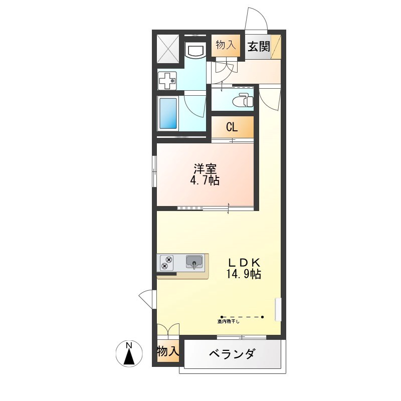 エソール陽東 401号室 間取り