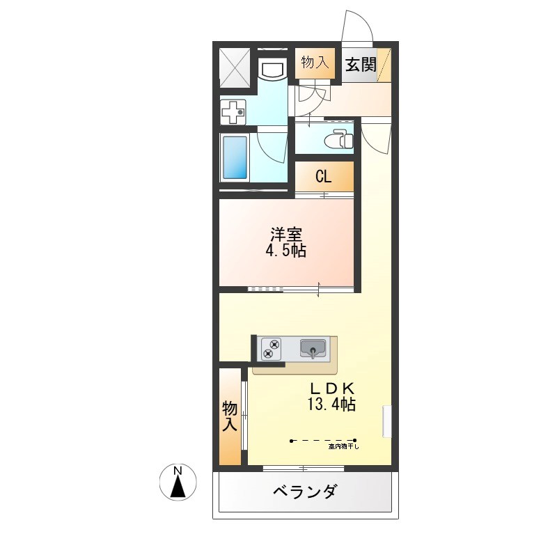 エソール陽東 302号室 間取り