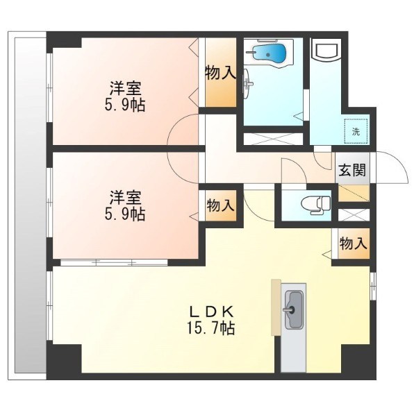 ソレイユ御蔵町 102号室 間取り