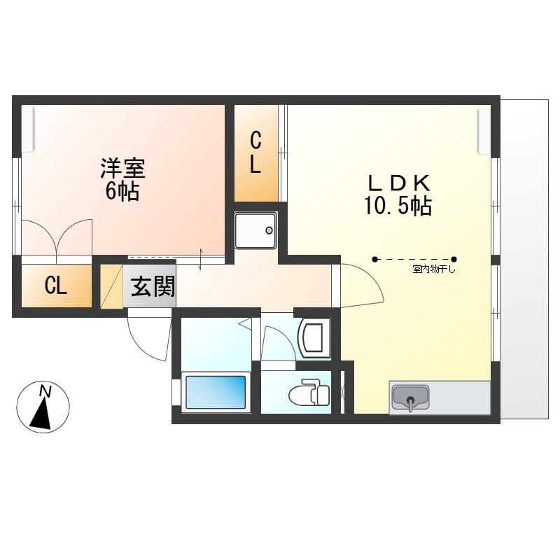 セジュール 102号室 間取り