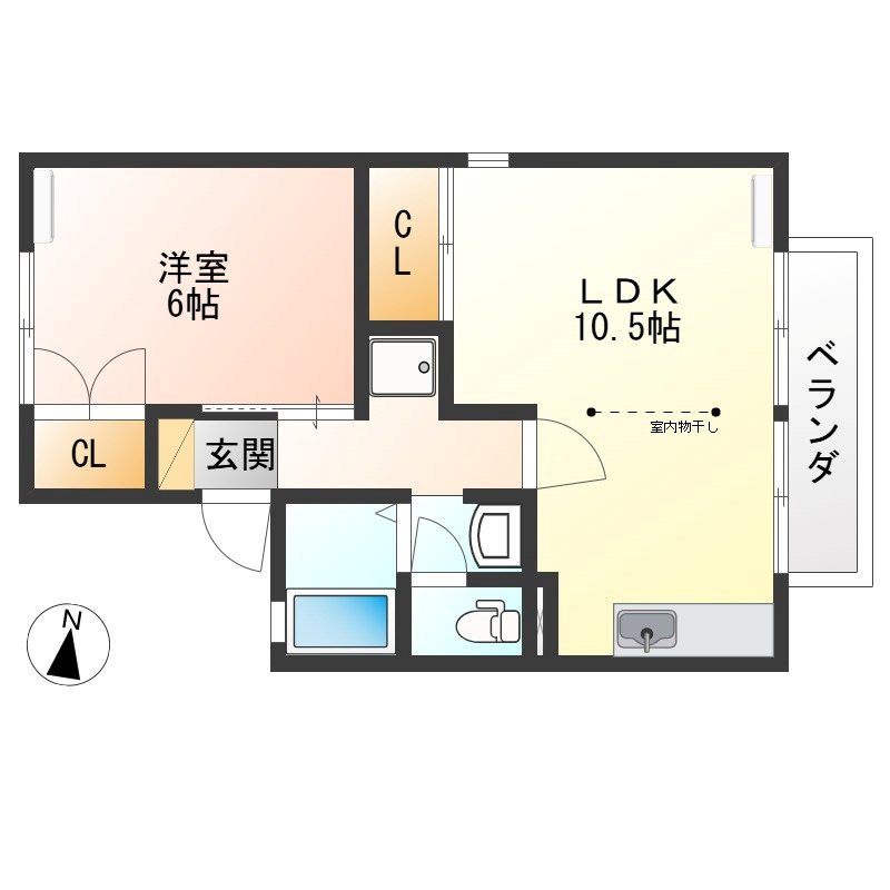 セジュール 205号室 間取り