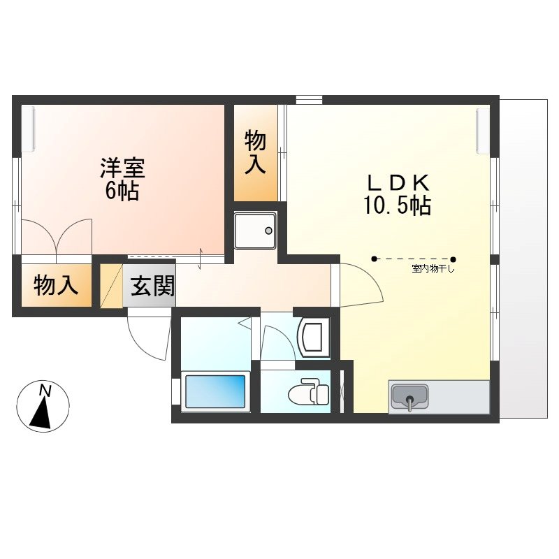 セジュール 105号室 間取り