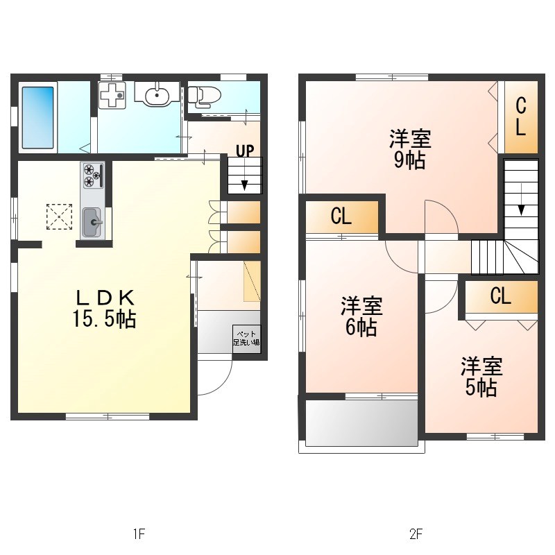 簗瀬１丁目メゾネットⅢ西 間取り図