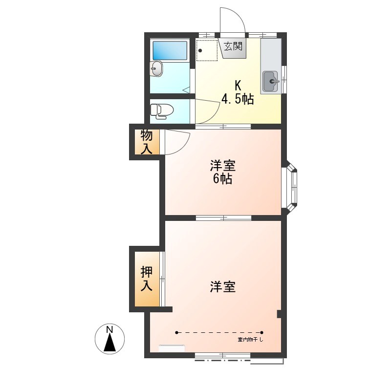 コーポ和気 107号室 間取り