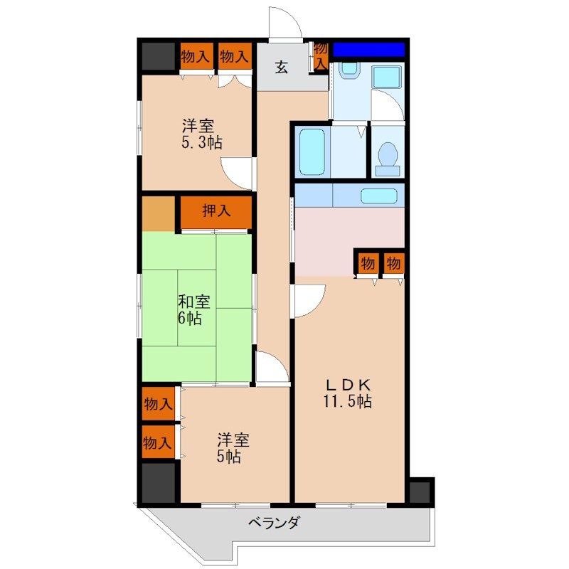 プライムガーデン 705号室 間取り