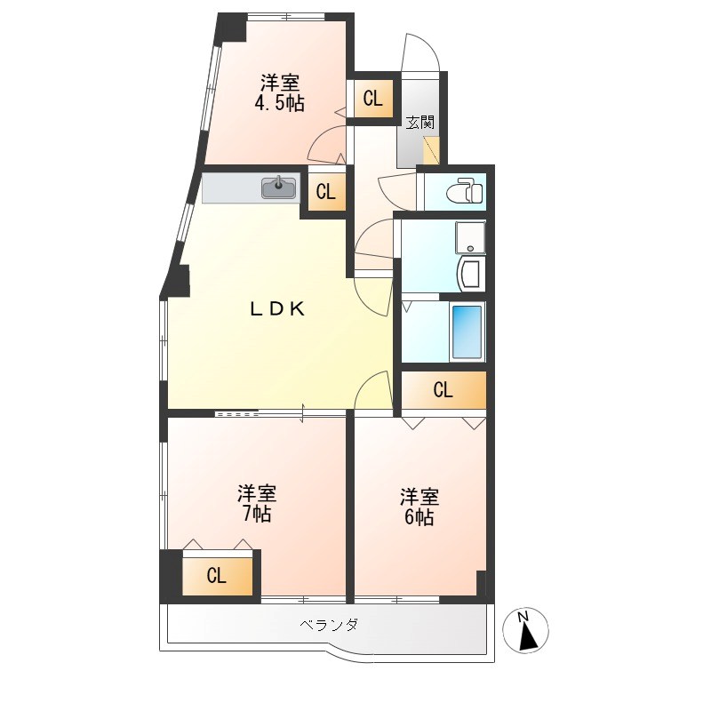 大曽ハイツ 202号室 間取り