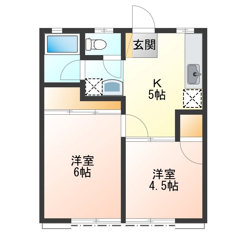 挟又ハイツ B 102号室 間取り