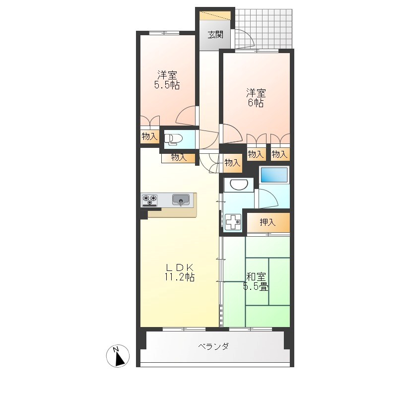 サンクレイドル宇都宮南大通り 802号室 間取り