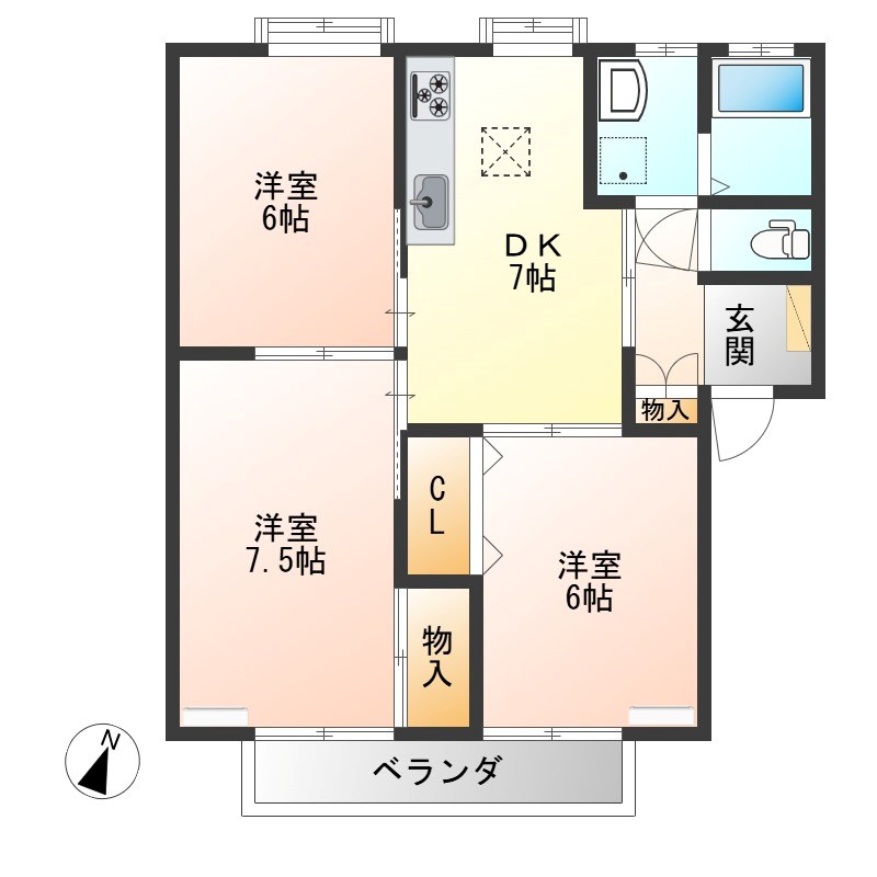 田崎ハイツ 102号室 間取り