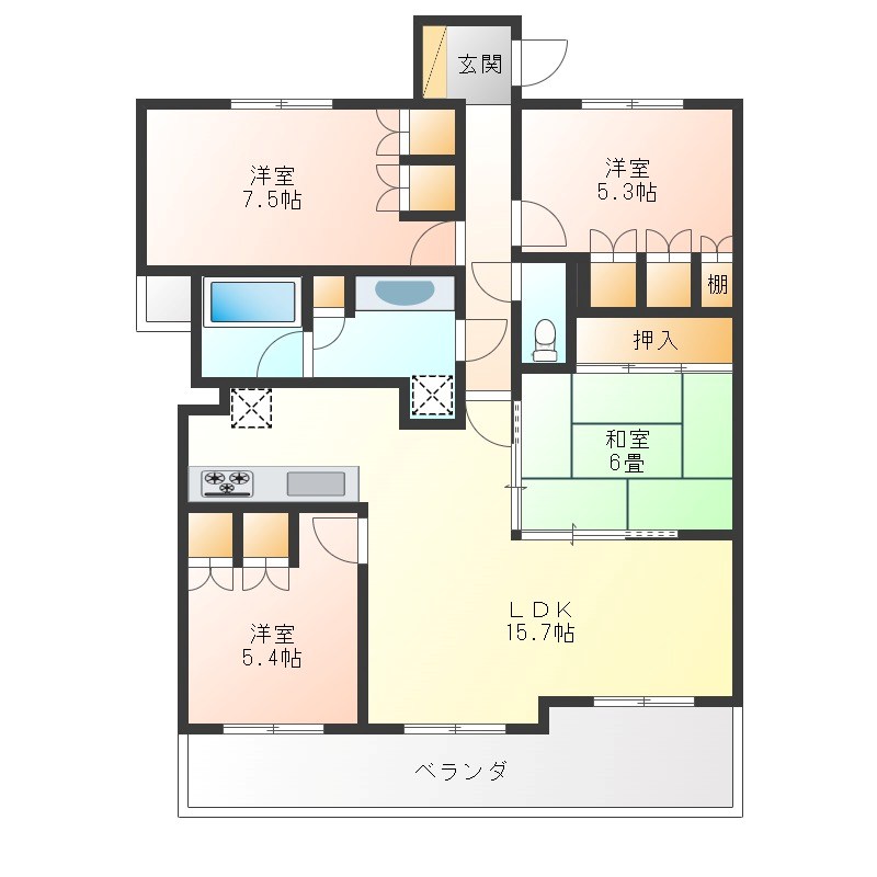 サーパス桜 104号室 間取り