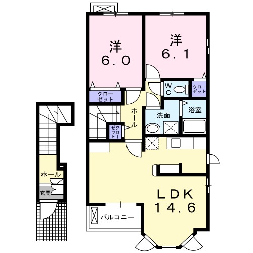 プリムロ－ズＢ 202号室 間取り