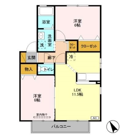 ディアクレストB 201号室 間取り