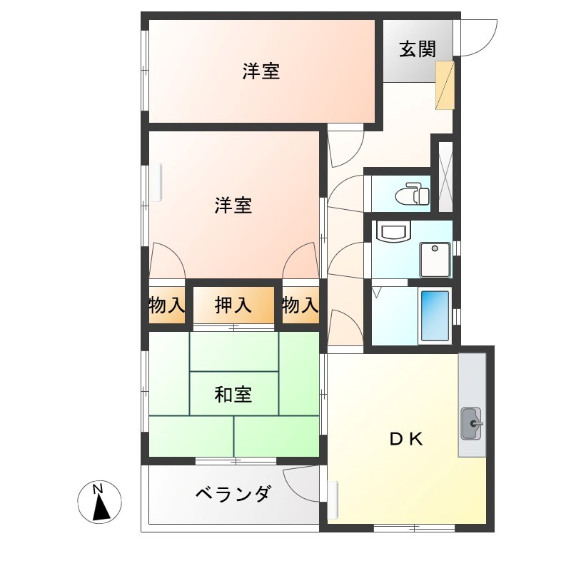 マルタハイツⅡ 203号室 間取り