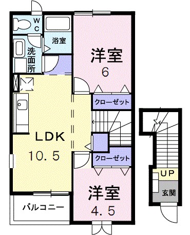 プロムナードＢ 201号室 間取り