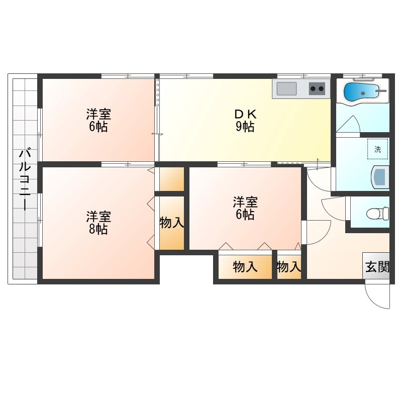 コーポ高勢 203号室 間取り
