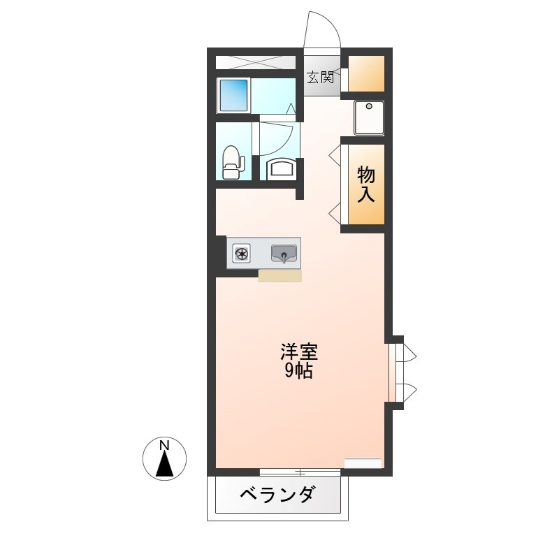 オーベルジュ元今泉 201号室 間取り